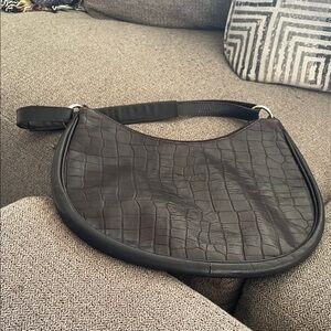 Maurizio Taiuti Black Croc-Embossed Bag